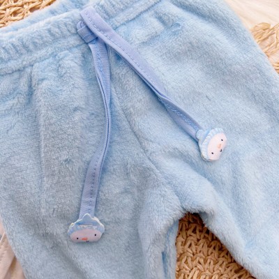 Conj. Body Manga Longa de Plush e Calça Peluciada Boneco de Neve - Azul Bebê